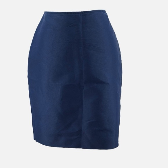 St. John Couture Silk & Satin Pencil Skirt in Marine - Size 6 - Picture 1 of 6